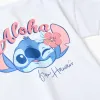 Cotton T-shirt and shorts set with Stitch print for girls, white/pink