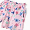 Cotton T-shirt and shorts set with Stitch print for girls, white/pink