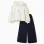 Brushed jogging set with floral print for girls, white/navy blue