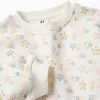 Brushed jogging set with floral print for girls, white/pink