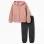 Brushed jogging set with flower print for girls, pink/dark grey