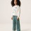 Brushed jogging set with art print for girls, white/green