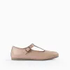 Leather Ballerina Flats for Girls, Beige