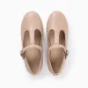 Leather Ballerina Flats for Girls, Beige