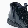 Patent Boots with Zip for Baby Girls, Dark Blue