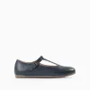 Leather Ballerina Flats for Girls, Dark Blue