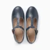 Leather Ballerina Flats for Girls, Dark Blue