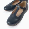 Leather Ballerina Flats for Girls, Dark Blue
