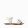 Leather Sandals with Bow for Girls, White