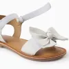Leather Sandals with Bow for Girls, White