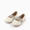 Ballerina Flats with Strass Straps for Girls, White/Silver
