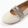 Ballerina Flats with Strass Straps for Girls, White/Silver