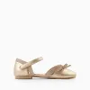 Glitter Ballerina Flats with Bow for Girls, Gold
