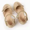 Glitter Ballerina Flats with Bow for Girls, Gold