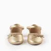 Glitter Ballerina Flats with Bow for Girls, Gold
