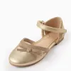 Glitter Ballerina Flats with Bow for Girls, Gold