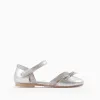 Glitter Ballerina Flats with Bow for Girls, Silver