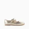 Mary Jane Shoes with Buckles and Sparkles for Girls, Gold