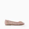 Mesh Ballerina Flats with Sparkles for Girls, Pink/Silver
