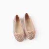 Mesh Ballerina Flats with Sparkles for Girls, Pink/Silver