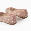 Mesh Ballerina Flats with Sparkles for Girls, Pink/Silver