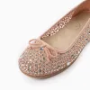 Mesh Ballerina Flats with Sparkles for Girls, Pink/Silver