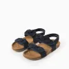 Suede Sandals with Bows for Girls, Dark Blue