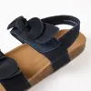 Suede Sandals with Bows for Girls, Dark Blue