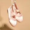 Satin Ballerina Flats with Elastics for Girls, Pink