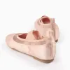 Satin Ballerina Flats with Elastics for Girls, Pink