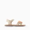 Leather Sandals with Beads for Girls, Beige
