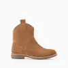 Suede Cowboy Boots for Girls, Camel