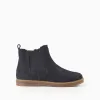 Suede Chelsea boots with scalloped effect for girls, dark blue