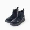 Patent Brogue Chelsea Boots for Girls, Dark Blue