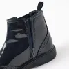 Patent Brogue Chelsea Boots for Girls, Dark Blue