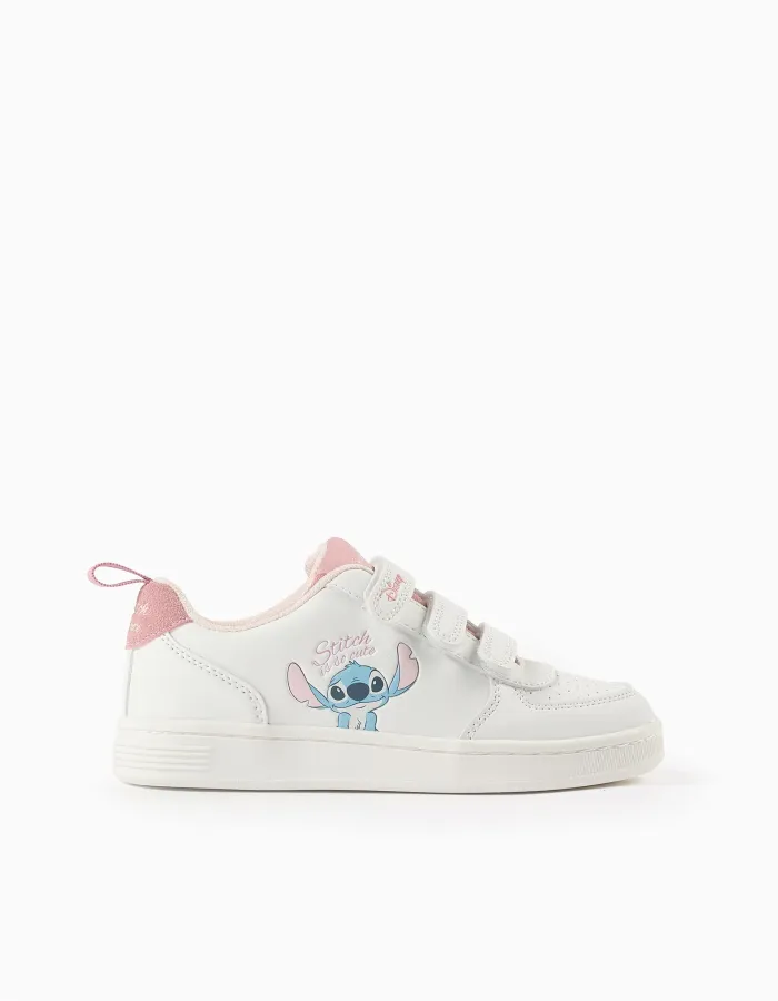 Trainers with Touch Fasteners for Girls 'Stitch', White/Pink