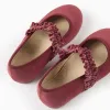 Velvet Mary Janes with Ruffles and Sparkles for Girls, Dark Pink