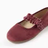 Velvet Mary Janes with Ruffles and Sparkles for Girls, Dark Pink