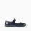 Patent Leather Ballerina Flats with Velvet Bow for Girls, Dark Blue