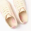Canvas trainers with embroidered floral motif for girls, light beige
