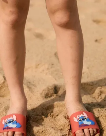 Slides with Stitch print for babies and girls, pink