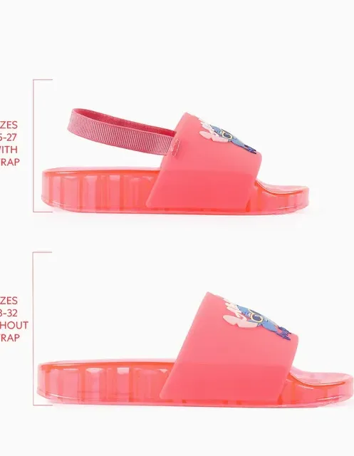 Slides with Stitch print for babies and girls, pink