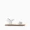 Leather sandals with mosaic laser cut strap for girls, white