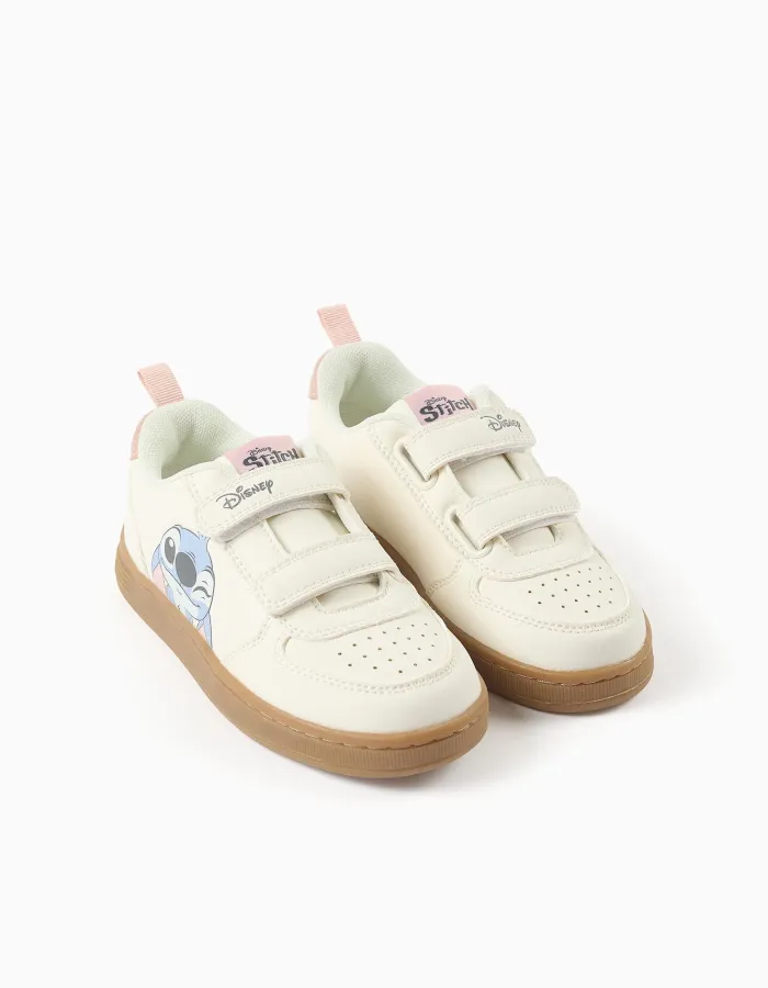 Trainers with Stitch print and touch-fasteners for girls, light beige