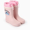 Rubber wellies with Stitch print and toggle-fastener for girls, pink