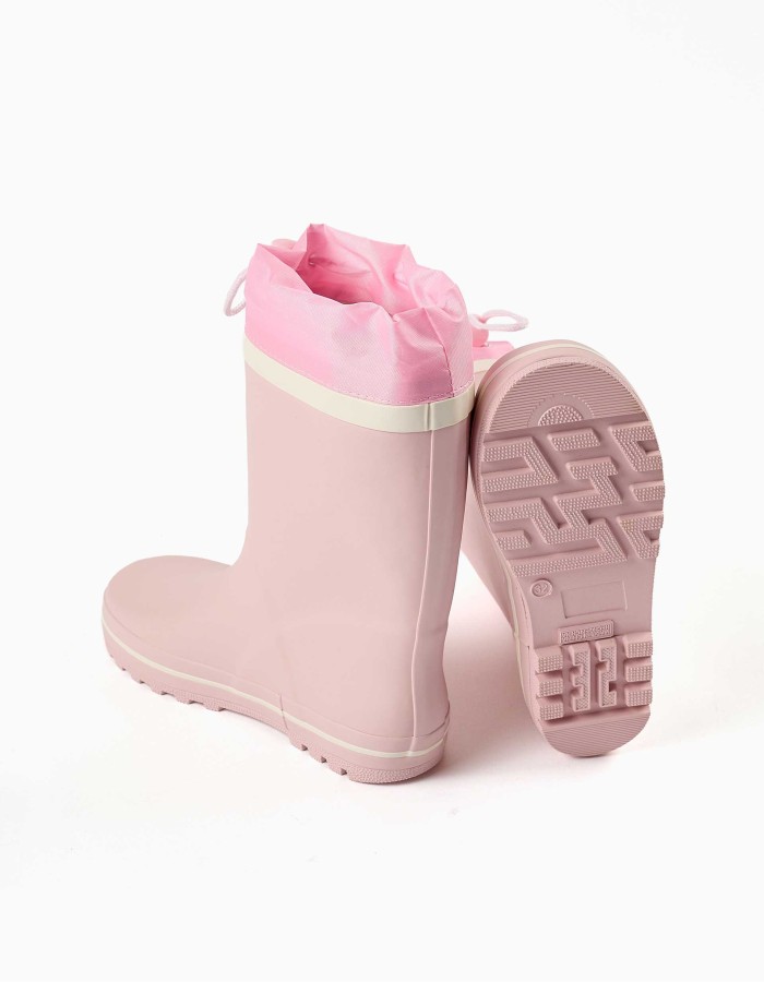 Rubber wellies with Stitch print and toggle-fastener for girls, pink