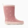 Rubber wellies with floral print for girls, pink