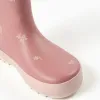 Rubber wellies with floral print for girls, pink