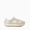 Trainers with laces and non-slip rubber sole for girls, beige/white