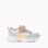 Dual-fabric trainers with chunky sole for girls, white/pink/blue/yellow